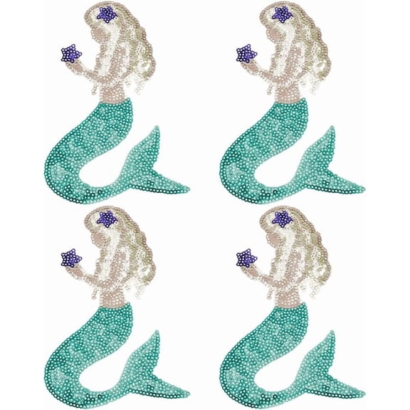 4 Pcs Sequined Embroidery Applique 7.8x5.3inch Iron Embroidery Applique Decoration Patch Sequin Stitch Patch Sequins Decorative Patch for Clothing Outerwear DIY Decor