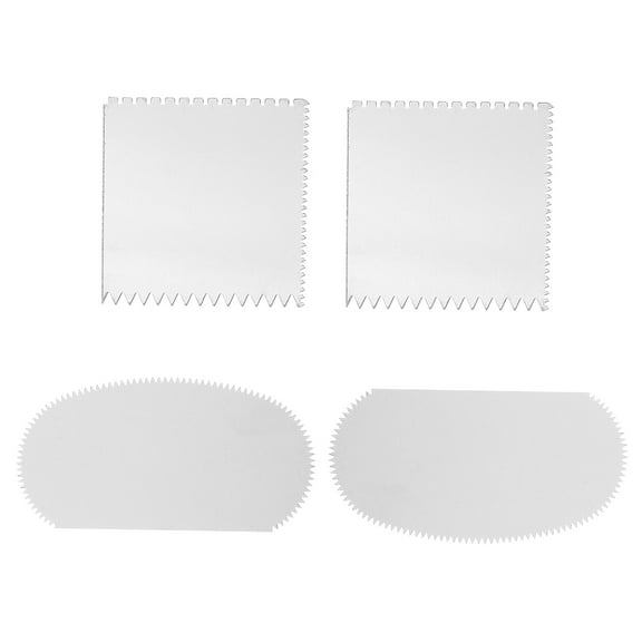 4 Pcs Serrated Scraper Rib Stainless Corrugated Spatula Silver