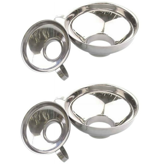 4 Pcs Set Funnel for Wide and Regular Jars Useful Stainless Steel Wide Mouth Canning Funnel Large Mouth Funnels