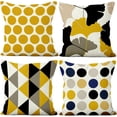 thumbnail image 1 of 4 Pcs/Set Geometric Throw Pillow Covers Round Pattern Ginkgo Leaf Minimalist Patchwork Color Simple Lines Linen Pillow Cases for Outdoor Sofa Couch Decorative, 16"x16", 1 of 6
