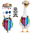 thumbnail image 1 of 4 Pcs/Set Mexican Porch Goose Outfits, 23"/ 17" Lawn Goose Statue Clothes Costume for Cinco De Mayo, Garden Goose Clothes Mexican Sombrero with Bandana Scarf Beard Glasses for Patio Yard Decoration, 1 of 7