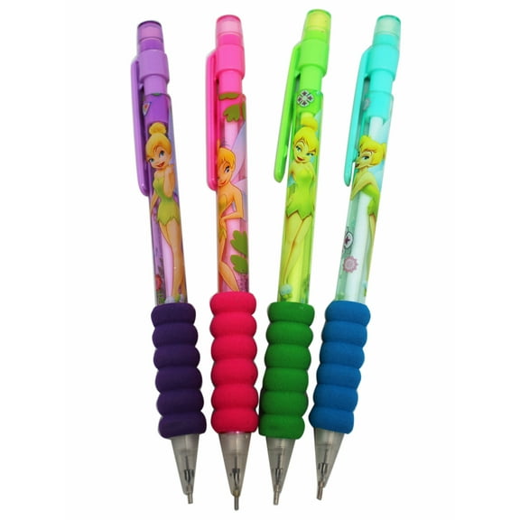 4 Pcs Set Of Disney Fairies Tinker Bell Mechanical Pencil - Foam Grip Mechanical Pencils