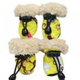 thumbnail image 1 of 4 Pcs/Set Pet Winter Fleece Liner Cartoon Monkey Pattern Anti Slip Shoes Paw Protector for Dogs, 1 of 6