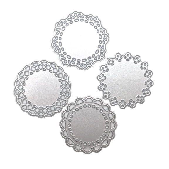 4 Pieces Circle Lace Metal Cutting Die Doily Die Cuts Embossing Mould Template for DIY Paper Crafts Photo Album Decor