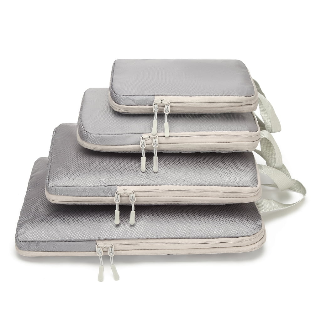 4 Pcs/Set Suitcase Compression Packing Cubes Travel Luggage Organizer Packing Cubes Extensible Luggage Cubes Storage Bag
