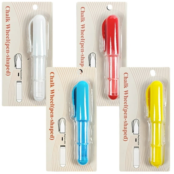 4 Pcs Sewing Markers for Fabric, Pen Style Tailor Chalk Pencils, White Red Blue Yellow Colors, Replaceable Tips for Quilting, Dressmaking, Crafting