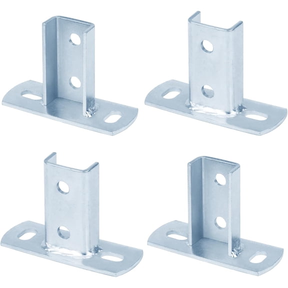 4 Pcs Shallow Strut Post Base for 13/16" x 1-5/8" Single Channel, U Shaped Strut Stand Mount Bracket, 3/16" Thick
