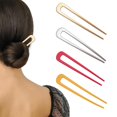 thumbnail image 1 of 4 Pcs Shaped Hair Forks Metal French Hair Pins Simple Hair Sticks for Long Short Hair Accessories for Women Girls DIY Hairstyle Tools, 1 of 5