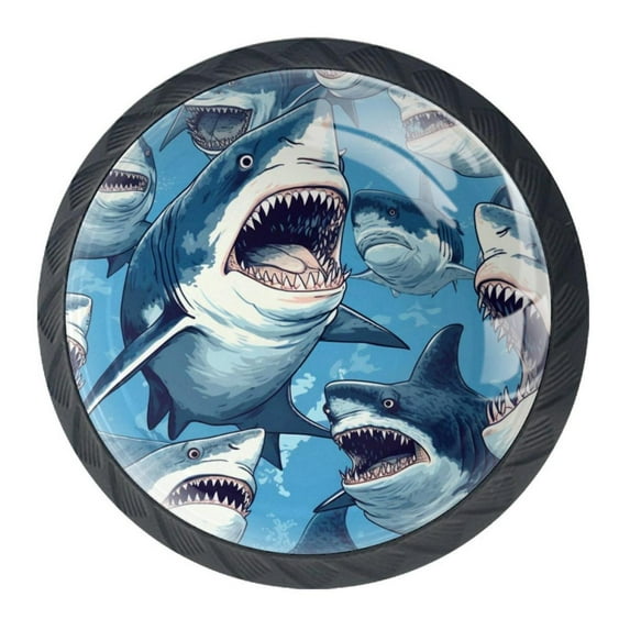 4 Pcs Shark Knobs for Kitchen Cabinet Cupboard Dresser Bookcase Drawer Pulls Handles Round Home Decor