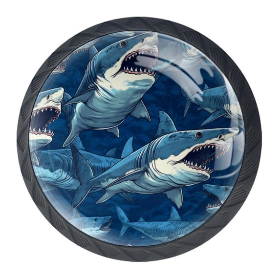 4 Pcs Shark Knobs for Kitchen Cabinet Cupboard Dresser Bookcase Drawer Pulls Handles Round Home Decor