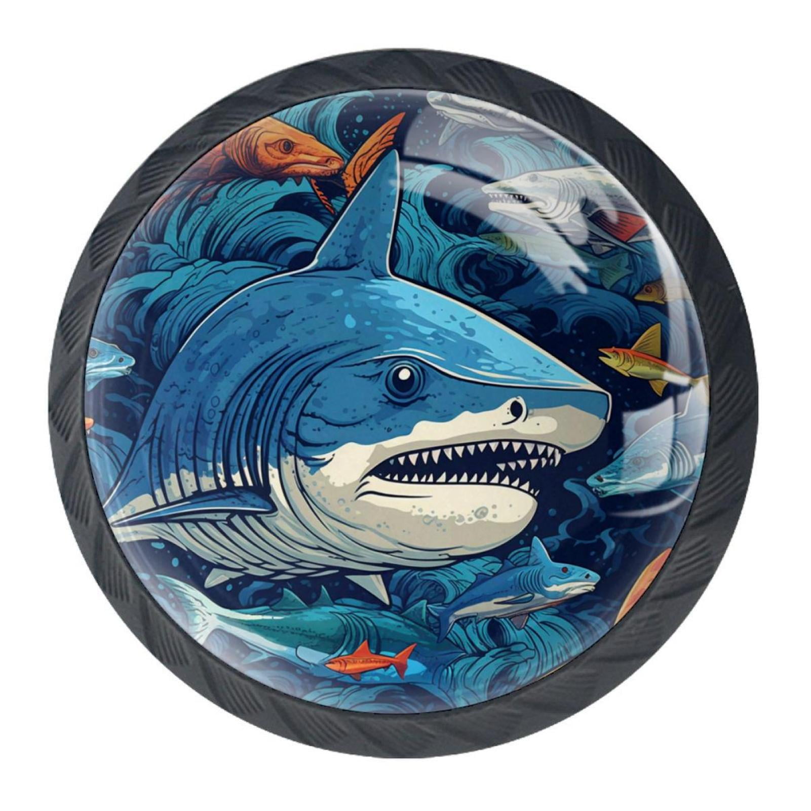 4 Pcs Shark Knobs for Kitchen Cabinet Cupboard Dresser Bookcase Drawer Pulls Handles Round Home Decor