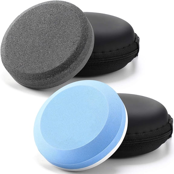4 Pcs Sharpening Stone Tool with Sheath Dual Grit Sharpener Puck for Garden Tools Shovels and Mower Blades