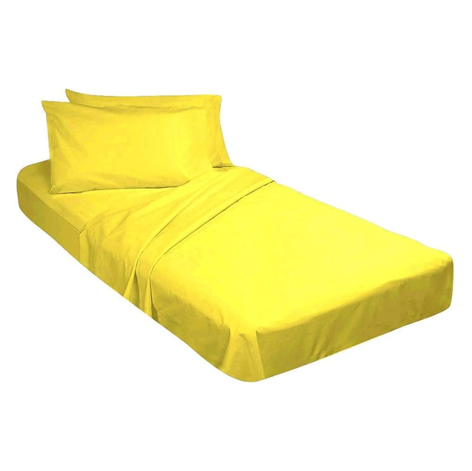 4 Pcs Sheets for Cot Bunk Bed - 25 in x 75 in Lemon Yellow Solid - Cot ...