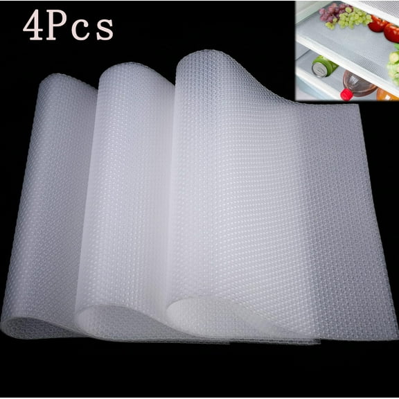 4 Pcs Shelf Mats Refrigerator Liners Yahome Washable Refrigerator Pads Fridge Mats Drawer Placemats Can Be Cut Fridge Shelf Liner Waterproof Home Kitchen Gadgets Accessories Organization (White)