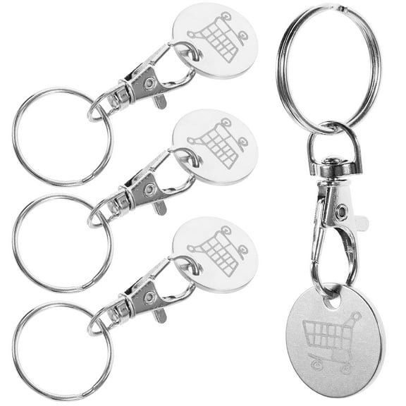 4 Pcs Shopping Tokens Small Quarter Holder Keychain Folding Dolly Cart Keyring Foldable Man