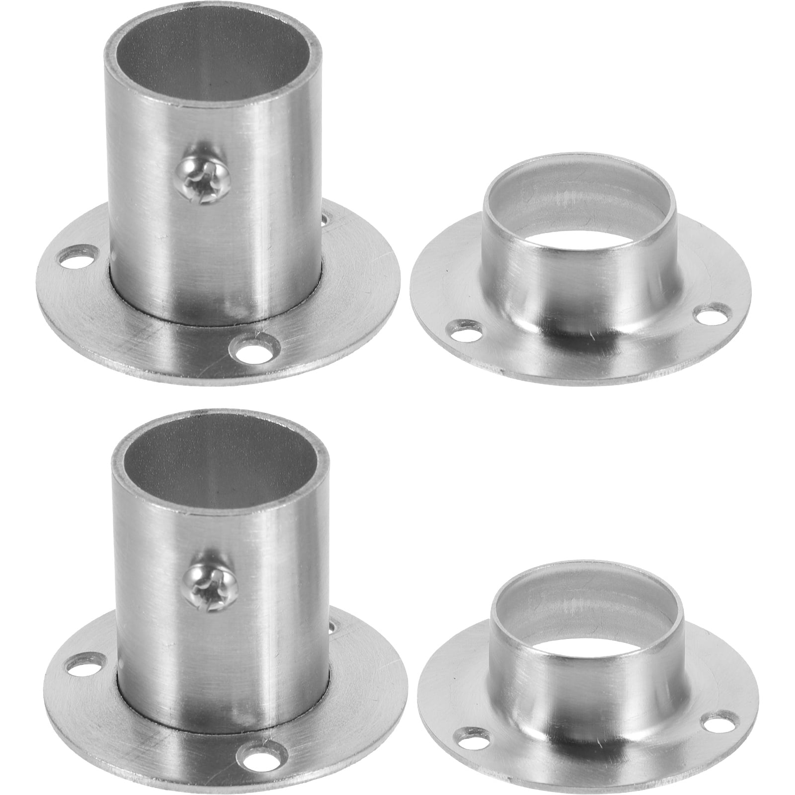4 Pcs Shower Curtain Rod Base Closet Brackets Metal Pole Sockets Wall
