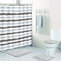 4 Pcs Shower Curtain Set with 12 Hooks, Chinese Painting Golden Flower, Bathroom Decor Geometric Dot Abstract Landscape Bathing with Non-Slip Rugs Toilet Lid Cover Bath Mat 72"x72"