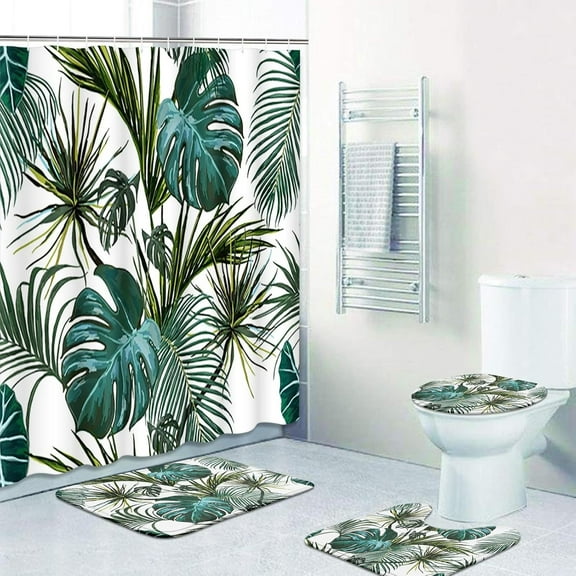 4 Pcs Shower Curtain Set with 12 Hooks, Marble Colorful Brown Gray, Bathroom Decor Ceramic Vintage House Space Bathing with Non-Slip Rugs Toilet Lid Cover Bath Mat 72"x72"