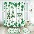 thumbnail image 1 of 4 Pcs Shower Curtain Set Abstract Green Bathroom Set with Shower Curtain and Rugs Accessories Green White and Gray Modern with Non-Slip Rugs Toilet Lid Cover and Bath Mat Bathroom, 1 of 7