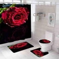 thumbnail image 1 of 4 Pcs Shower Curtain Set Bathroom Curtain with Hooks Soft Mat Set Carpet Rugs Romantic Valentine's Day Home Decor, 1 of 7