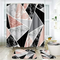 4 Pcs Shower Curtain Set, Beige and Orange Abstract Art Shower Curtain with Non-Slip Rugs, Toilet Lid Cover and Bath Mat, Bathroom Sets Decorations 72" x 72"