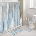 thumbnail image 1 of 4 Pcs Shower Curtain Set, Blue and Grey Abstract Art Shower Curtain with Non-Slip Rugs, Toilet Lid Cover and Bath Mat, Bathroom Sets Decorations 72" x 72",Navy Blue, 1 of 1