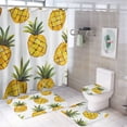 thumbnail image 1 of 4 Pcs Shower Curtain Set with Rugs Include Waterproof Shower Curtain Non-Slip Rug Toilet Lid Cover Bath Mat Yellow Pineapples Bath Curtain Pineapple Summer Fresh Fruits, 1 of 8
