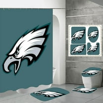 4 Pcs Shower Curtain Set with Toilet Lid Cover Mat Non-Slip Rug Bath Mat and Waterproof Shower Curtains with Hooks American Sports Football Bathroom Decoration Machine Washable