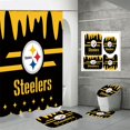 thumbnail image 1 of 4 Pcs Shower Curtain Set with Toilet Lid Cover Mat Non-Slip Rug Bath Mat and Waterproof Shower Curtains with Hooks American Sports Football Bathroom Decoration Machine Washable, 1 of 6