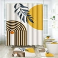 4 Pcs Shower Curtain Set Tower Black Stone Hibiscus Bamboo Water