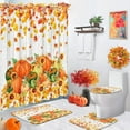 thumbnail image 1 of 4 Pcs Shower Curtain Sets, Autumn Leaves Tree Fall Waterproof Bathroom Sets with Non-Slip Rugs, Toilet Lid Cover and Bath Mat, 12 Hooks, Accessories Modern Home Bathroom Decor 72" X 72", 1 of 4