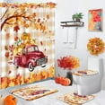 thumbnail image 1 of 4 Pcs Shower Curtain Sets, Autumn Pumpkin Thanksgiving Waterproof Bathroom Sets with Non-Slip Rugs, Toilet Lid Cover and Bath Mat, 12 Hooks, Accessories Modern Home Bathroom Decor 72" X 72", 1 of 6