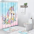 thumbnail image 1 of 4 Pcs Shower Curtain Sets, Iridescent Unicorn Space Rainbow Waterproof Bathroom Sets with Non-Slip Rugs, Toilet Lid Cover and Bath Mat, 12 Hooks, Accessories Modern Bathroom Decor 72" X 72", 1 of 6
