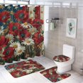 4 Pcs Shower Curtain Sets Non-Slip Rugs and Toilet Mat Lid Rug ...