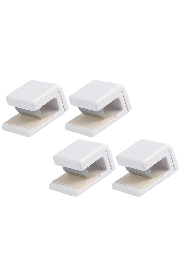 4-Pack White Non-Marking Hook Clip Hangers for Clothes, Face Masks, Toothbrush Holders, Hanging Rack