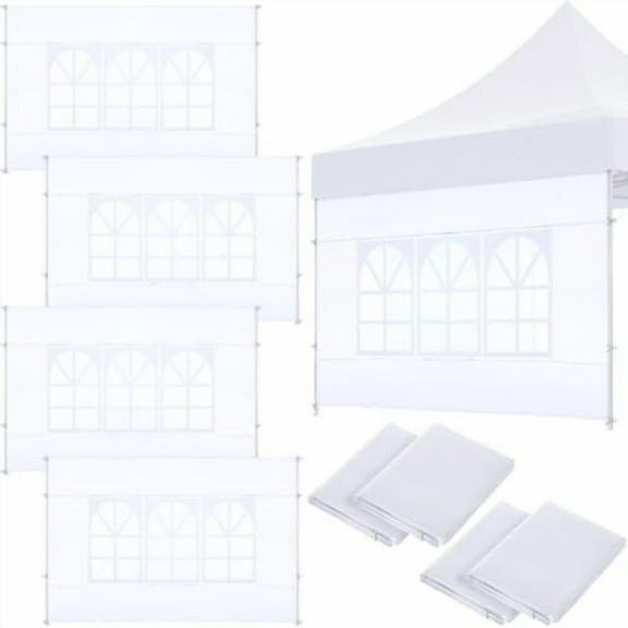 4 Pcs Sidewall for 10 x 10 Canopy Frame Sidewall with Window Wall Only Outdoor Camping Picnic Canopy Sidewalls Window Decor Sidewall for Pop up Tent Outdoor Party (White)$$Garden & Patio