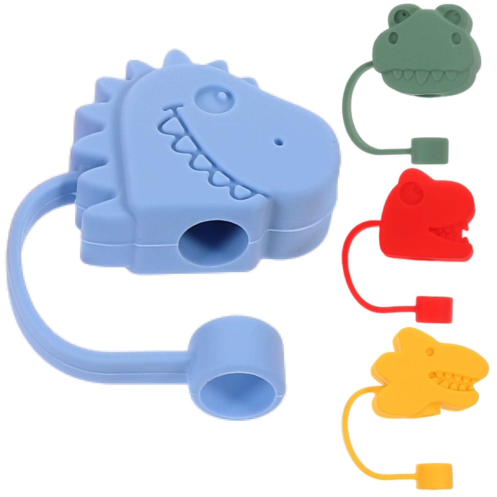 4 Pcs Silicone Animal Straw Cover Dust Cap Lights Outdoor Outdoor