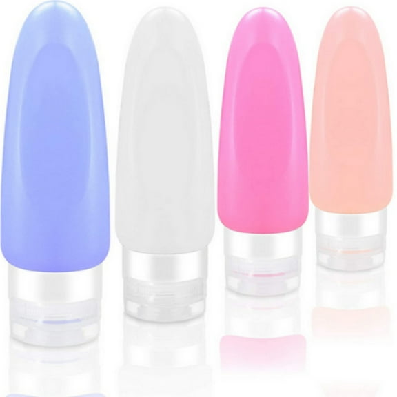 4 Pcs Silicone Bottles,Silicone Travel Bottles for Toiletries,Refillable Silicone Bottles for Shampoo,Conditioner and Body Wash,Portable Makeup Cosmetic Container,4 Pcs,3 Oz