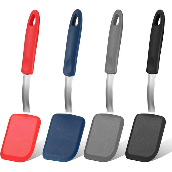 4 Pcs Silicone Cookie Spatula Turner Mini Brownie Spatula Flexible Silicone Spatulas Nonstick Cookware Heat Resistant No Scratch Flipper Baking Utensils for Egg Pancake