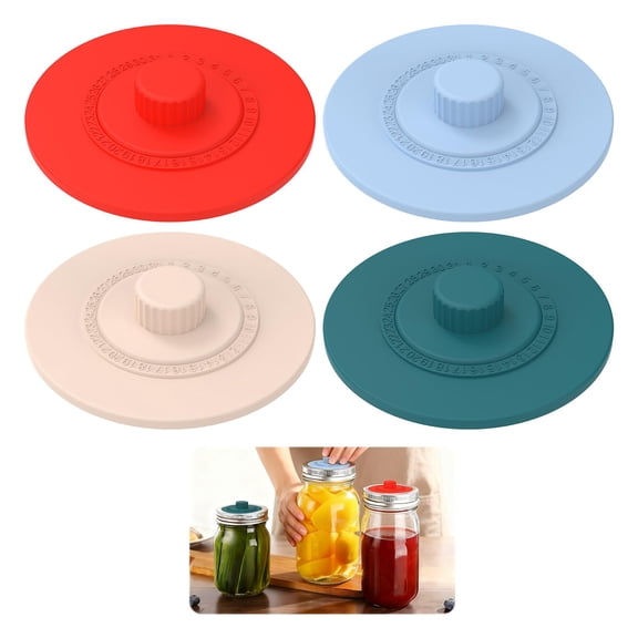 4 Pcs Silicone Fermentation Lid for Wide Mouth Mason Jars, Reusable Gallon Mason Jar Fermentation Lid with Date Tracker Ideal for Sauerkraut Kimchi Pickles Jar Not Included