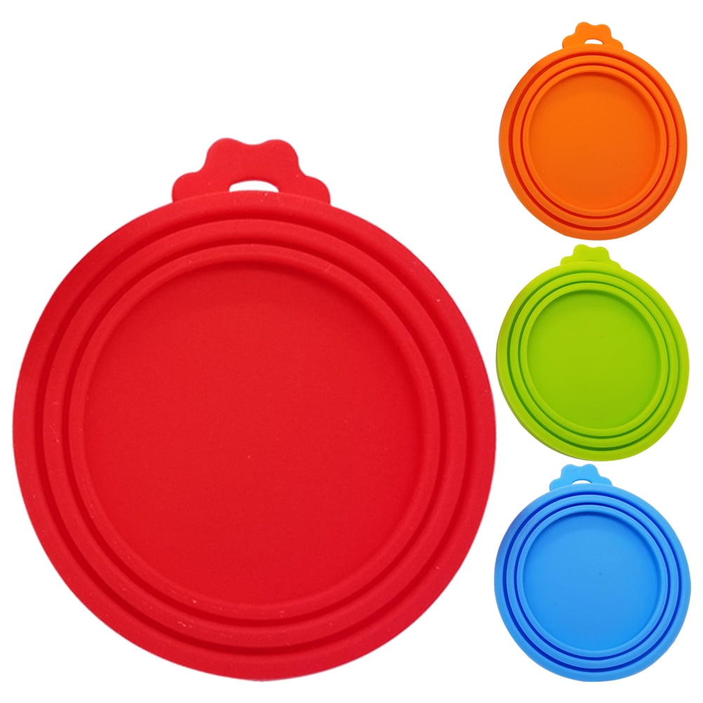 4 Pcs Silicone Jar Lids Pet Cat Food Cover Lids for Cans Silicone Can