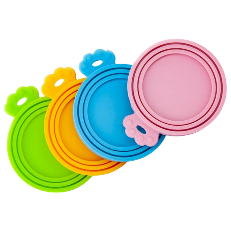 Leifggao 4pcs Food Jar Lids Reusable Sealed Lids Replacement Cat Food Can Silicone Covers