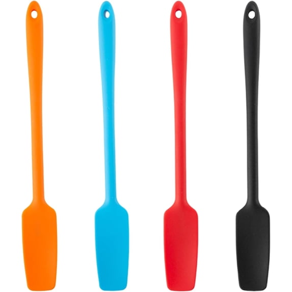 4 Pcs Silicone Jar Spatulas with Long Handle, Non-Stick Rubber Spatula ...