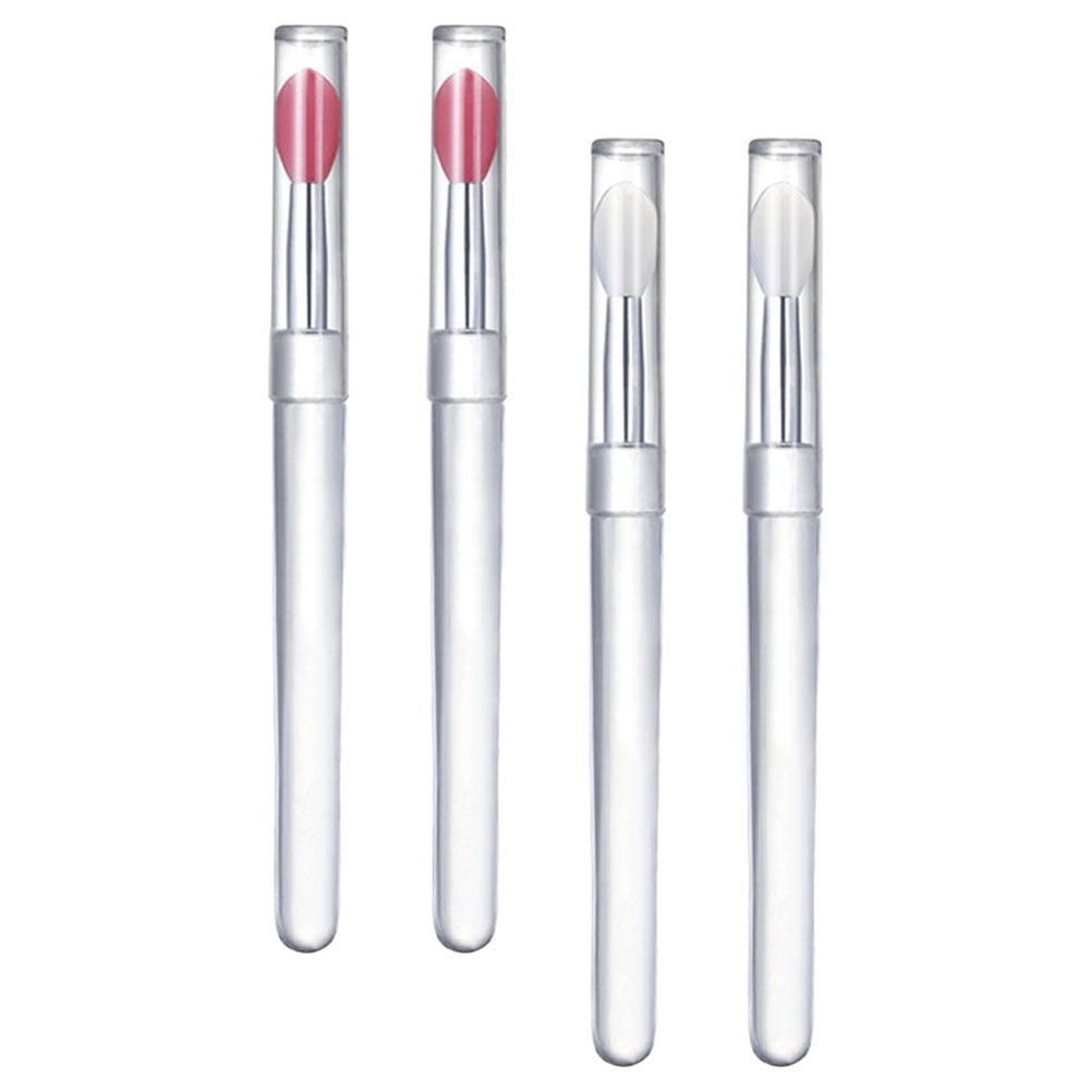 4 Pcs Silicone Lip Brush with Lid Cosmetic Mask Plouise Makeup Brushes Set Case
