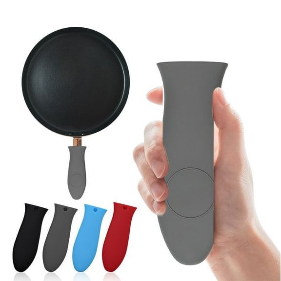 4 Pcs Silicone Pot Handle Handle Cover Heat Resistant For Frying Pans Skillet Black YIWEI