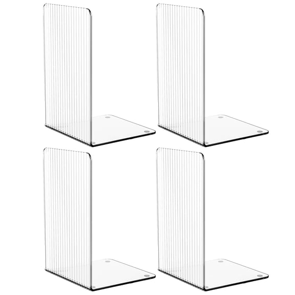 4 Pcs Simple Bookends Clear Book Stoppers Acrylic Bookends Book Holders Stand Book End for Library Bedroom