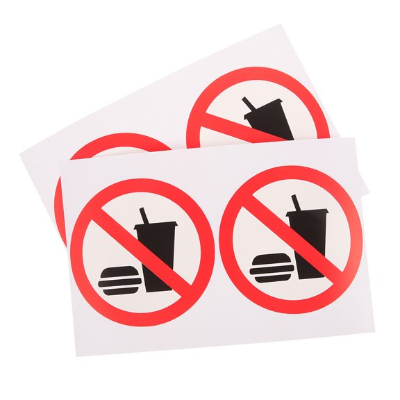 4 Pcs Simple Restriction Notice Food or Drinks Sticker Office