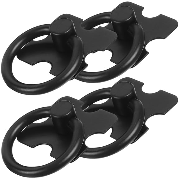 4 Pcs Single Black Handles Cabinet Door Hinges Drawer Dresser