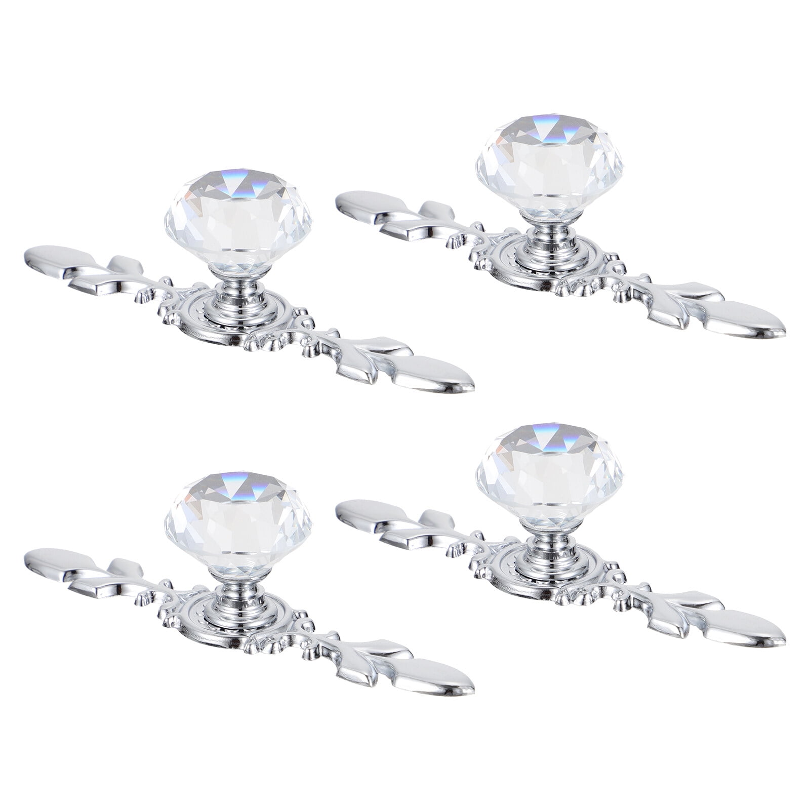 4 Pcs Single Hole Crystal Handle Furniture Door Handles Knob Bathroom