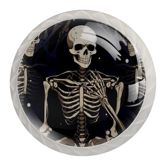 4 Pcs Skeleton Knobs for Kitchen Cabinet Cupboard Dresser Bookcase Drawer Pulls Handles Round Home Decor